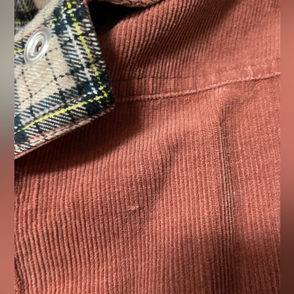 CORDAROY Burn Orange/Brown Long Sleeve Button Up Lined Jacket - Picture 7 of 9